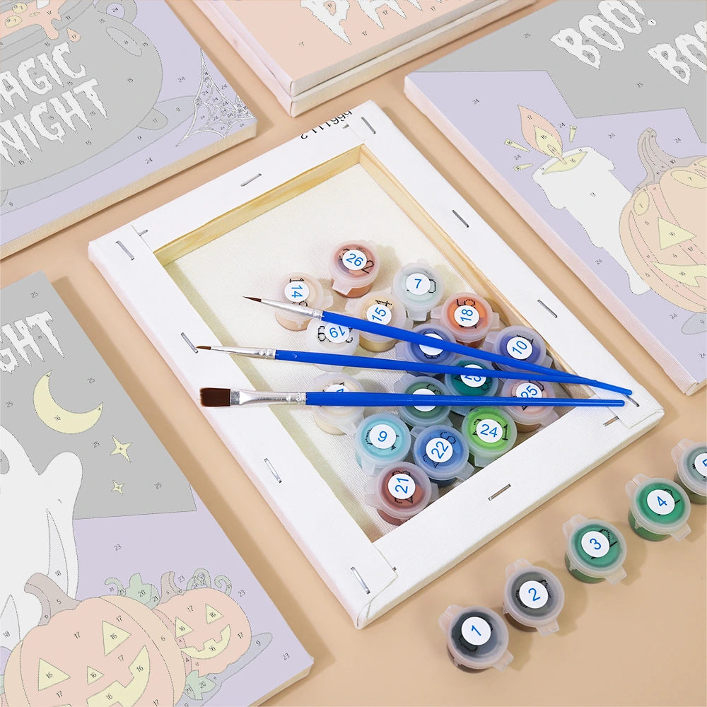 Paint by Numbers – 6 Mini Paintings | Magic Night Halloween Party Set