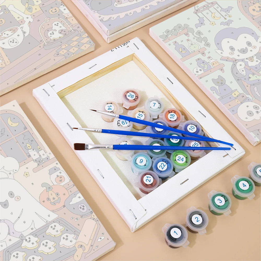 Paint by Numbers – 6 Mini Paintings | Monsters in the Kitchen Set