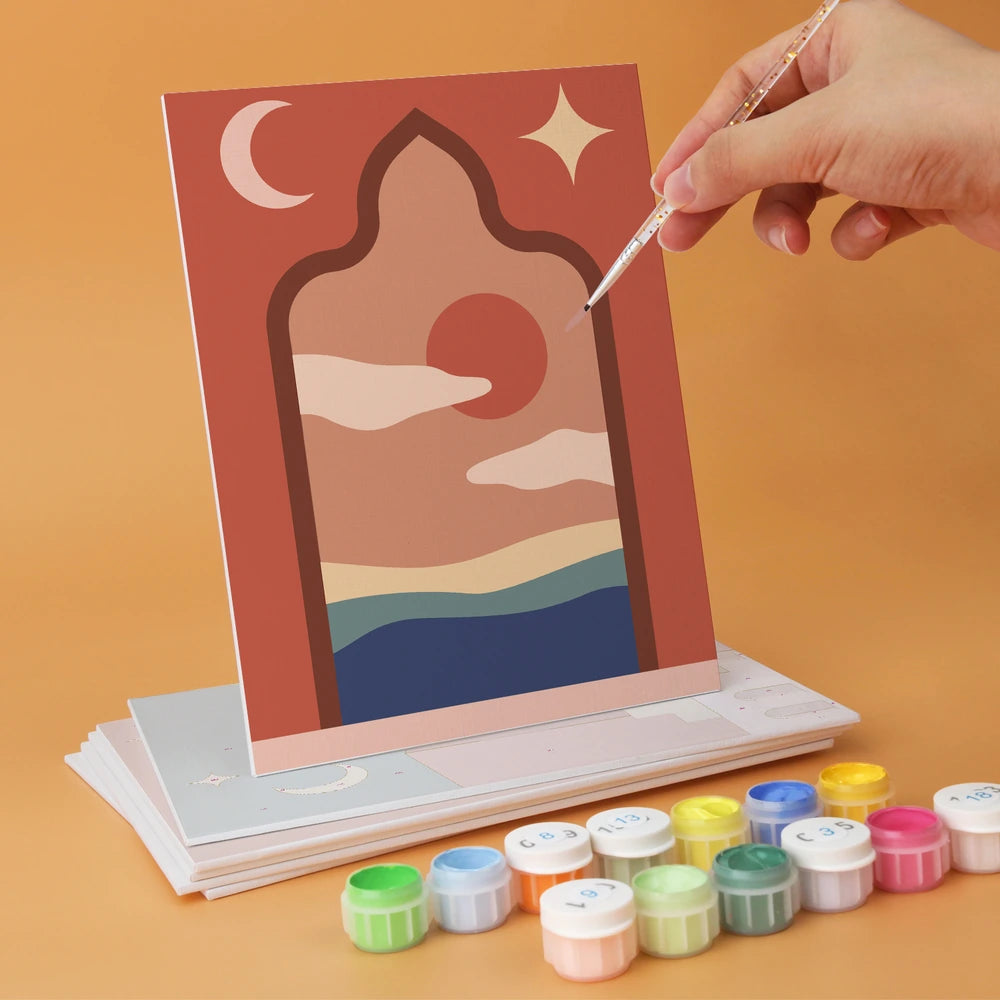 Paint by Numbers – 6 Mini Paintings | Moroccan Desert Arches