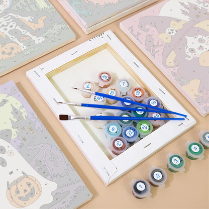 Paint by Numbers – 6 Mini Paintings | Neon Graveyard Characters Set