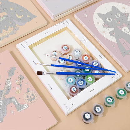 Paint by Numbers – 6 Mini Paintings | Retro Halloween Characters Set