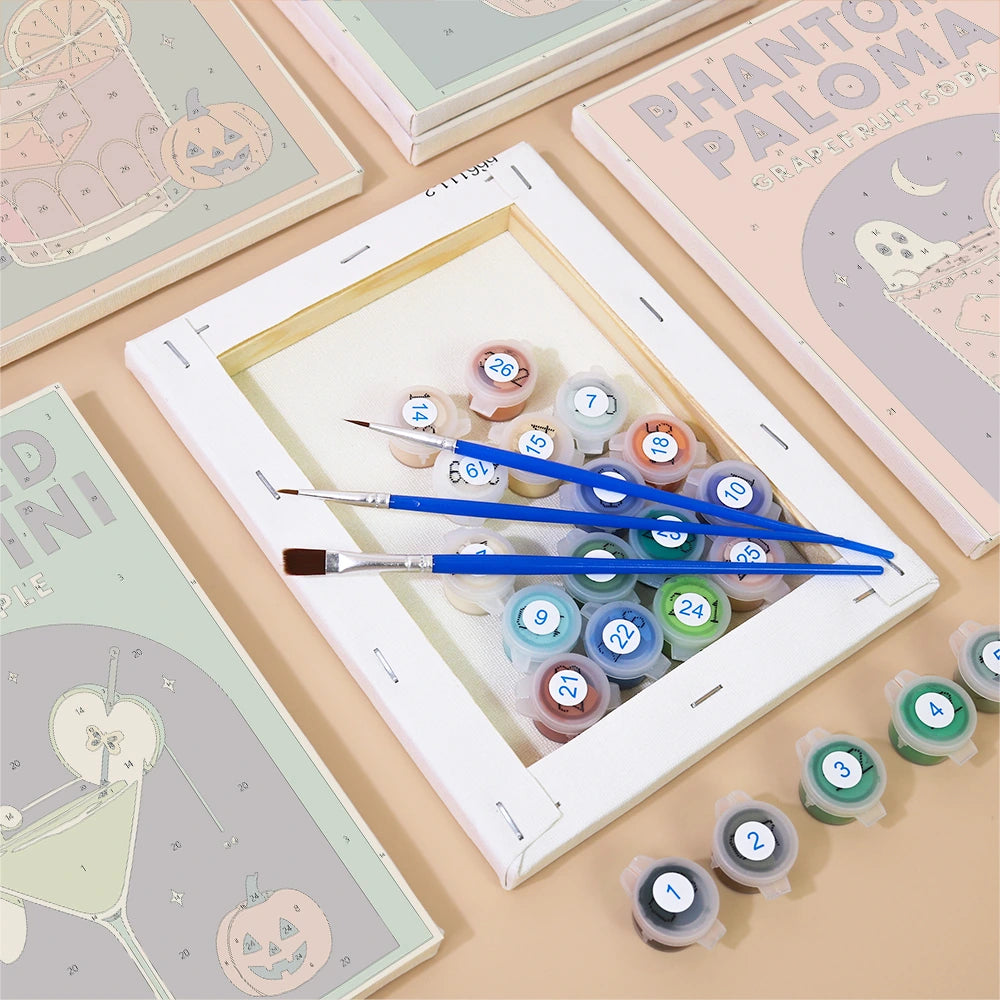 Paint by Numbers – 6 Mini Paintings | Spooky Cocktail Posters Set