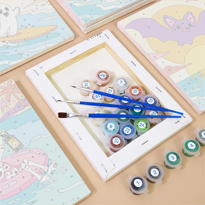 Paint by Numbers – 6 Mini Paintings | Spooky Summer Beach Days Set