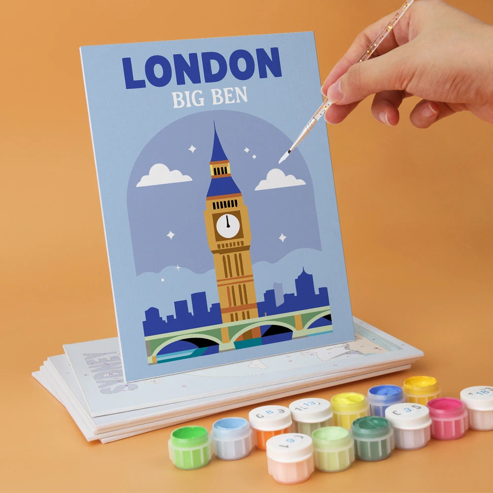 
Paint by Numbers – 6 Mini Paintings | World Landmark Travel Posters