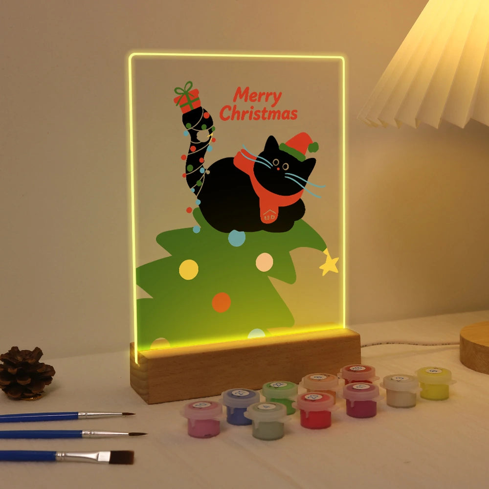 Paint by Numbers - Christmas Light | Black Cat on the Christmas Tree