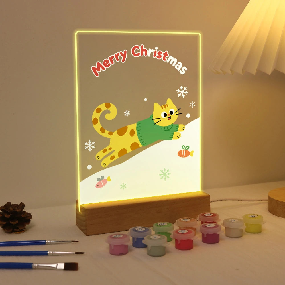 Paint by Numbers - Christmas Light | Cat Sledding down the Hill