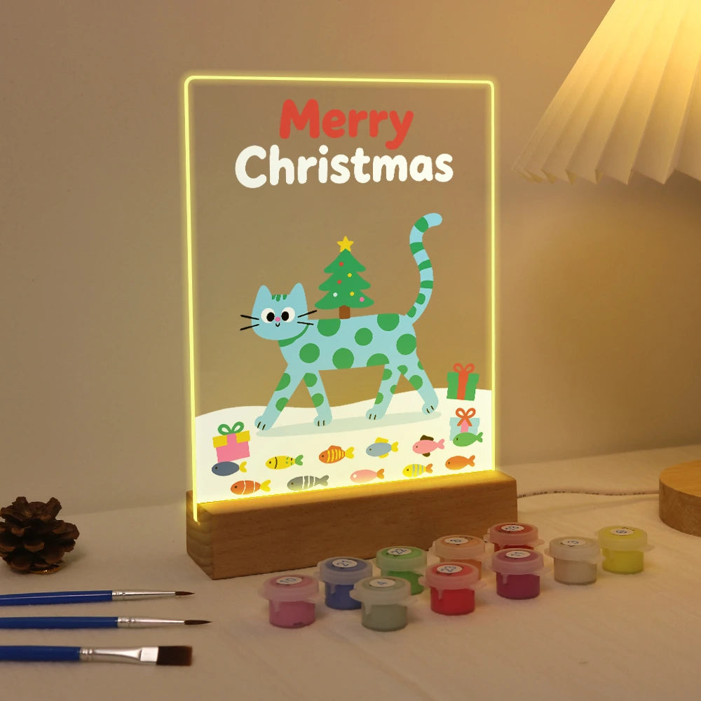 Paint by Numbers - Christmas Light | Cat and Tree on Fish Parade
