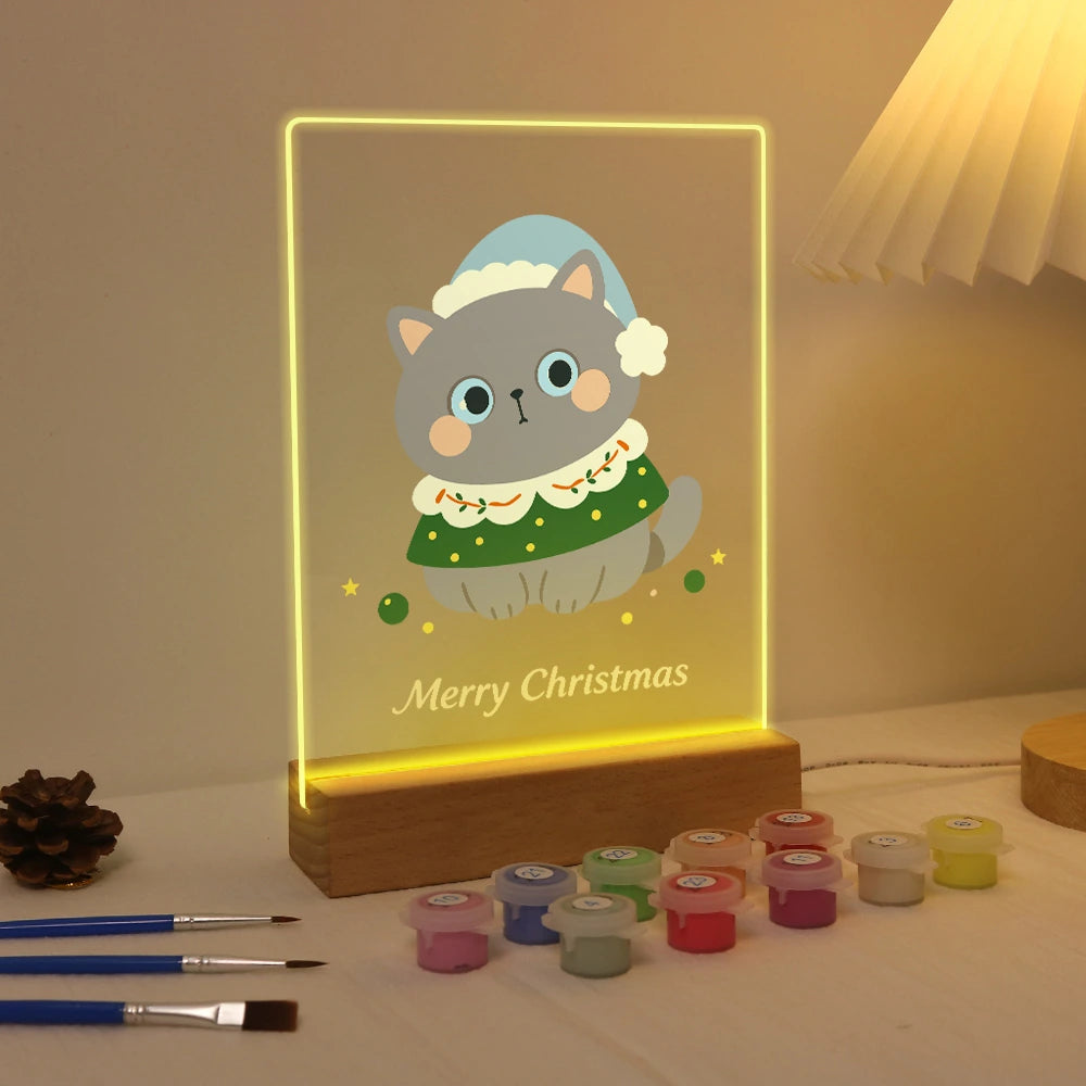 
Paint by Numbers - Christmas Light | Grey Cat in a Festive Collar