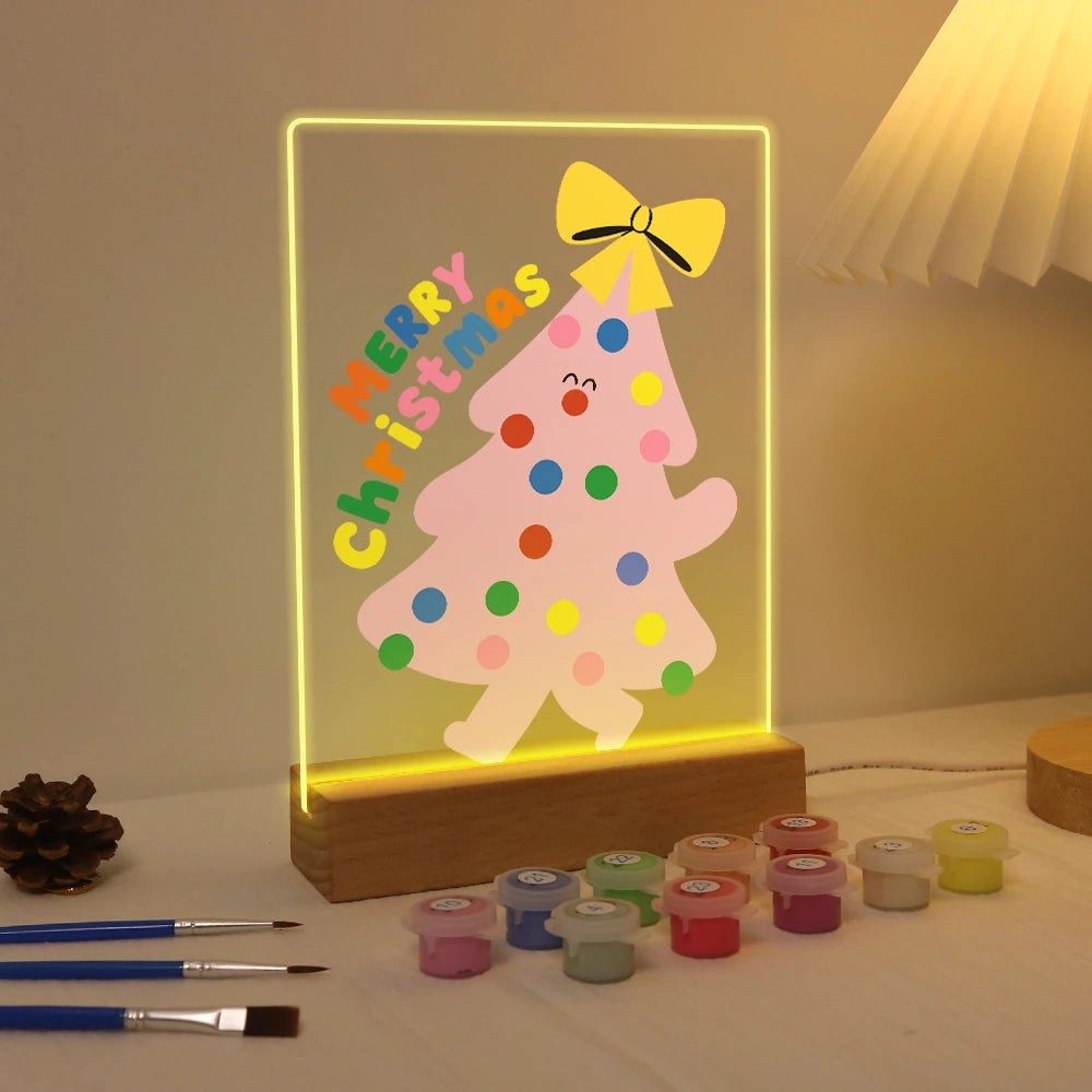 Paint by Numbers - Christmas Light | Pink Christmas Tree with Bow