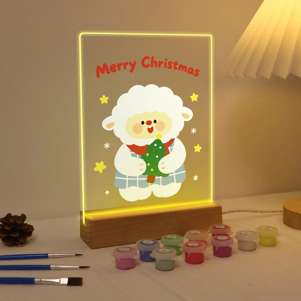 Paint by Numbers - Christmas Light | Sheep Holding a Christmas Tree