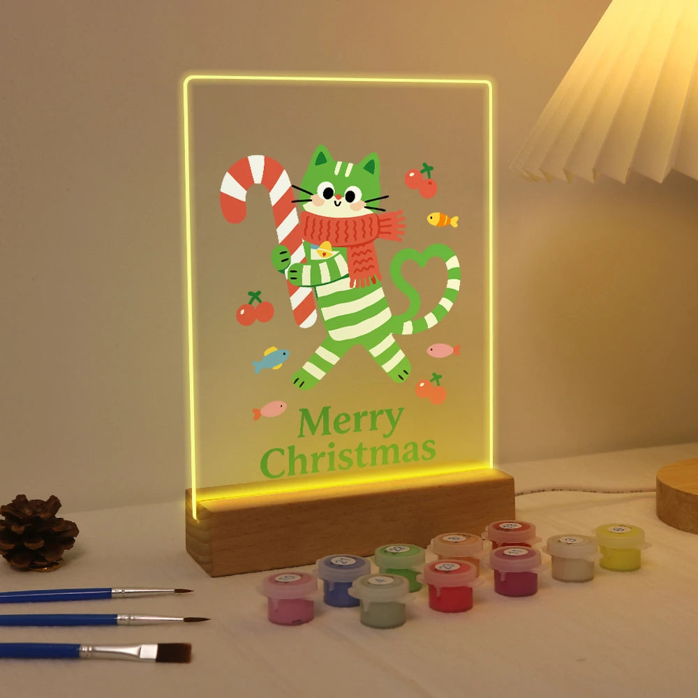Paint by Numbers - Christmas Light | Striped Cat with Candy Cane