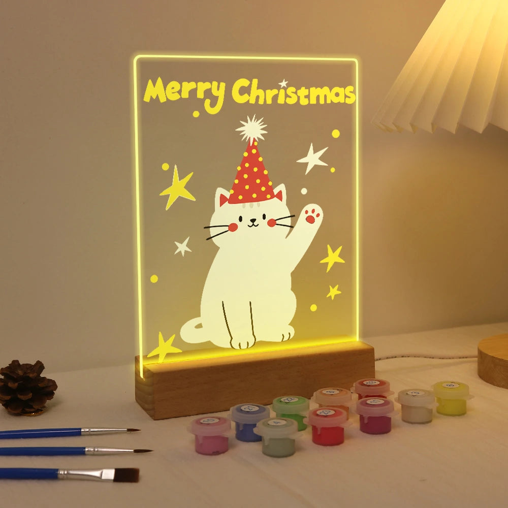 
Paint by Numbers - Christmas Light | White Cat in a Party Hat