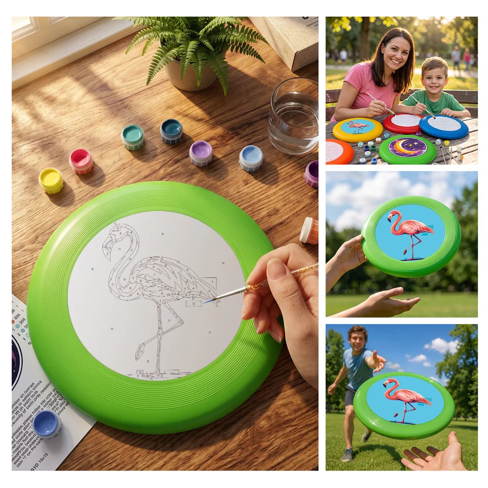 
Paint by Numbers - Frisbee | Flamingo on Blue
