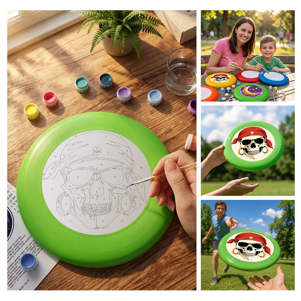 
Paint by Numbers - Frisbee | Pirate Skull in Red
