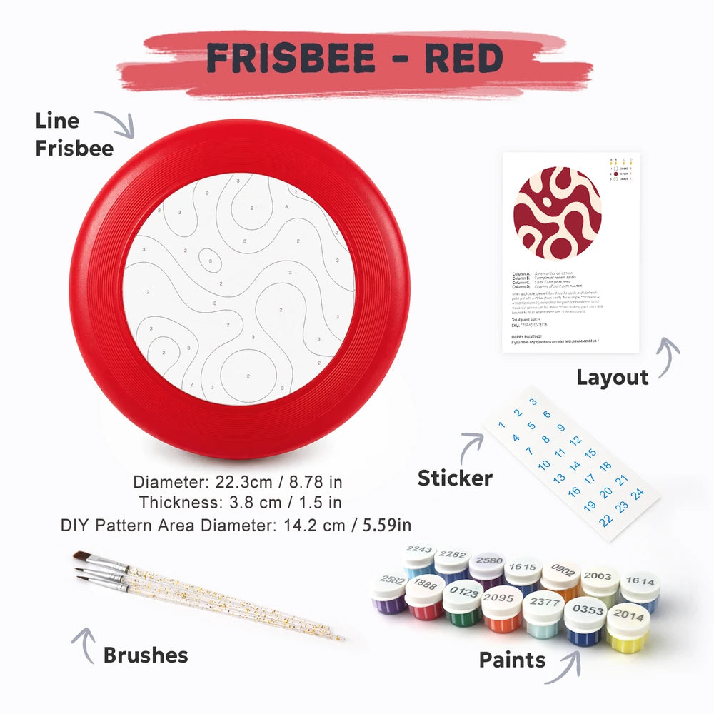 Paint by Numbers - Frisbee | Red Squiggle Pattern