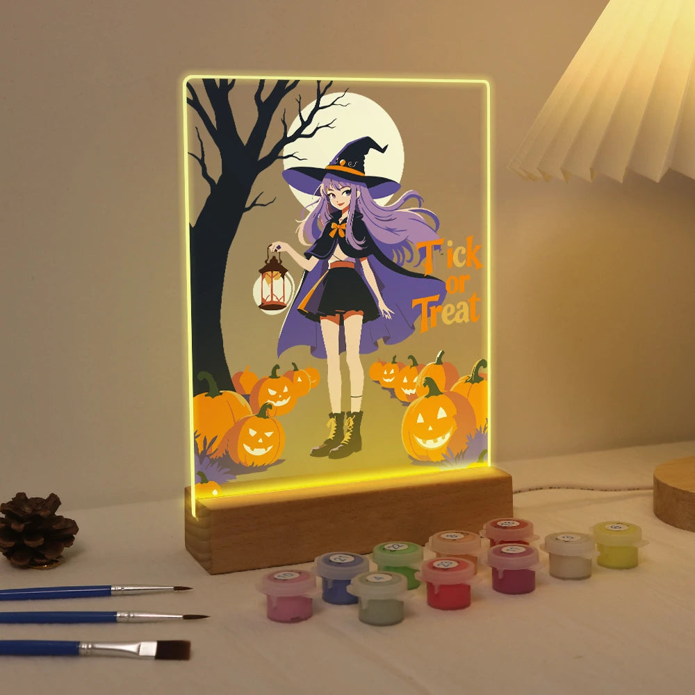 
Paint by Numbers - Halloween Light | Anime Witch in the Pumpkin Field
