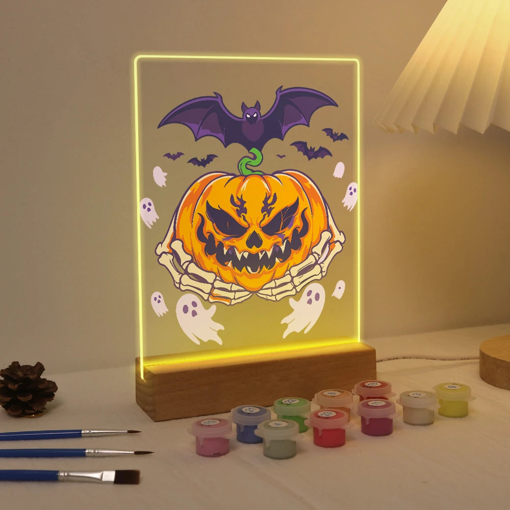 
Paint by Numbers - Halloween Light | Bat over the Grinning Pumpkin