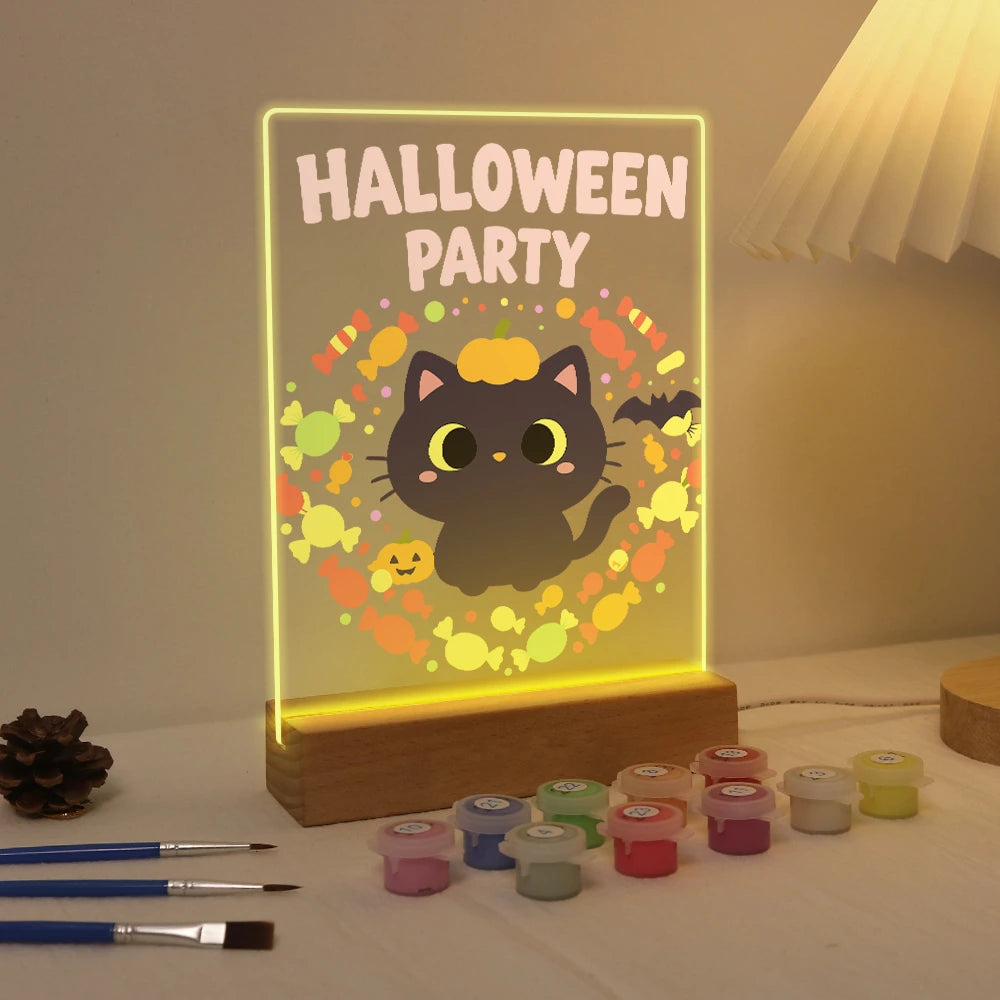 
Paint by Numbers - Halloween Light | Halloween Party Kitten