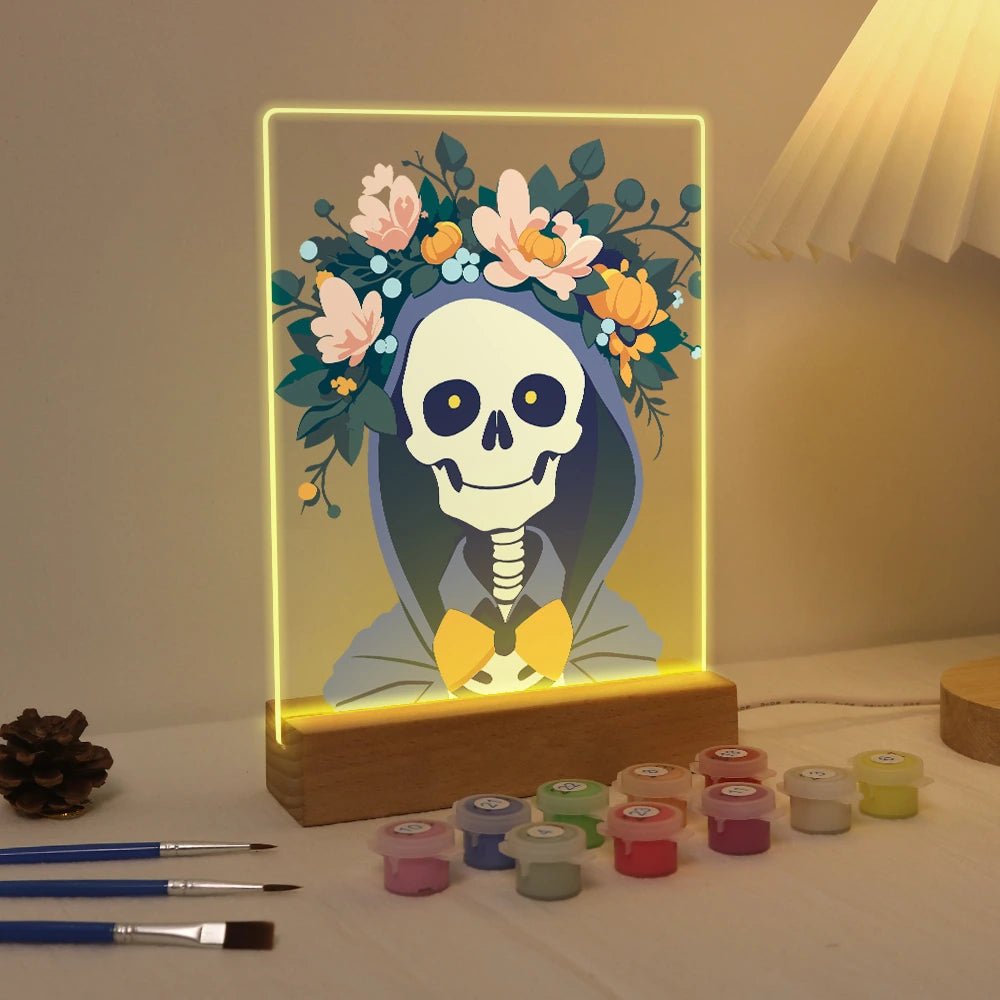 
Paint by Numbers - Halloween Light | Reaper with Flower Wreath