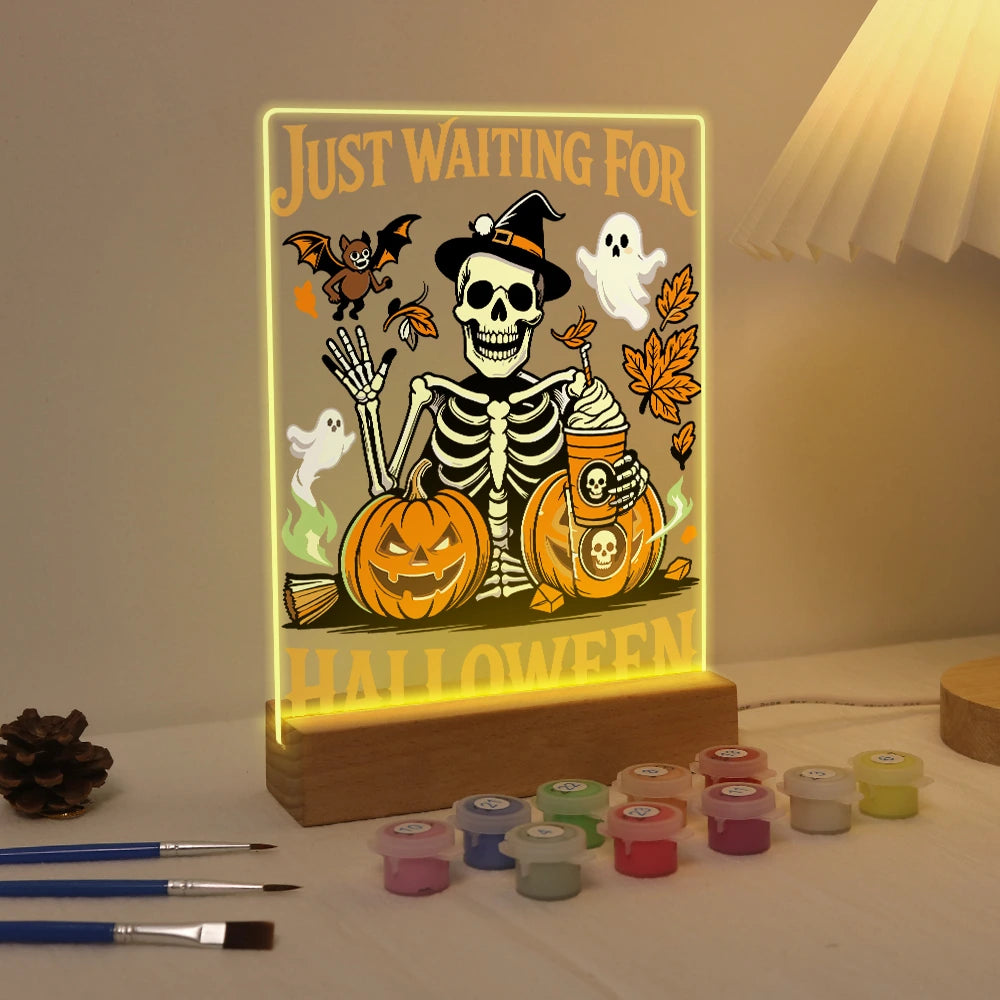 
Paint by Numbers - Halloween Light | Skeleton Waiting for Halloween