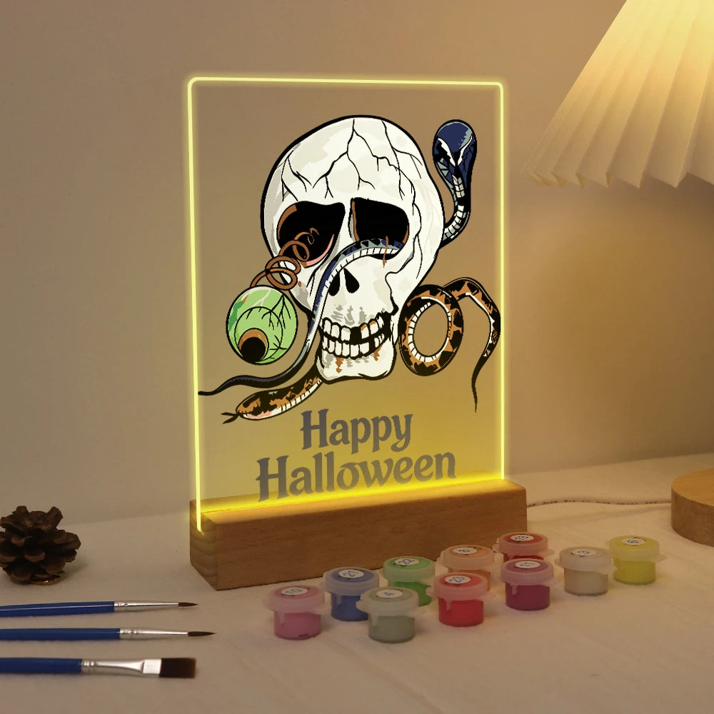 
Paint by Numbers - Halloween Light | Skull with Snake and Eye