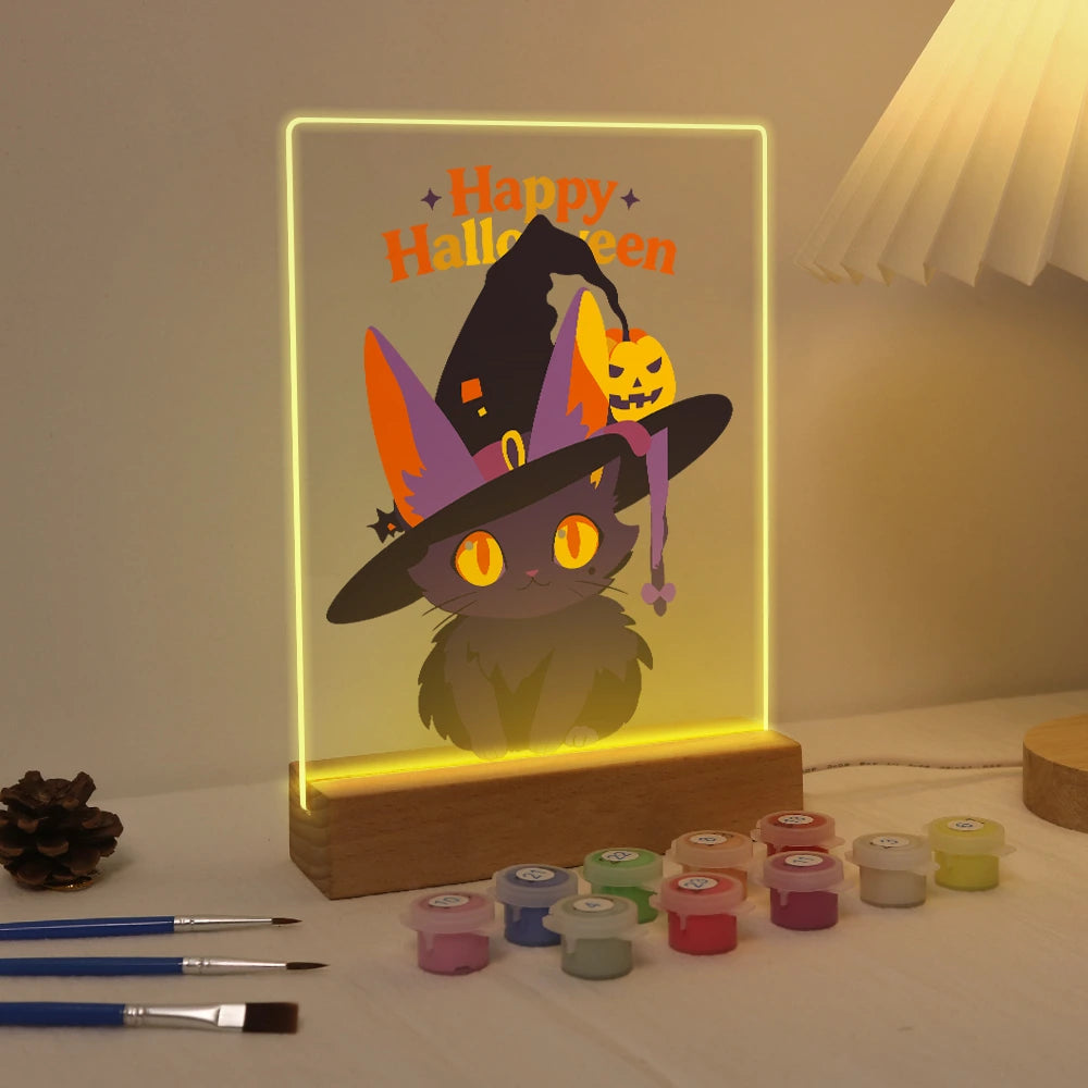 
Paint by Numbers - Halloween Light | Witch Cat in a Big Hat