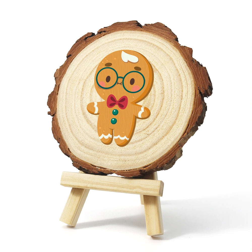 Paint by Numbers - Wood Slice | Gingerbread Man with Glasses