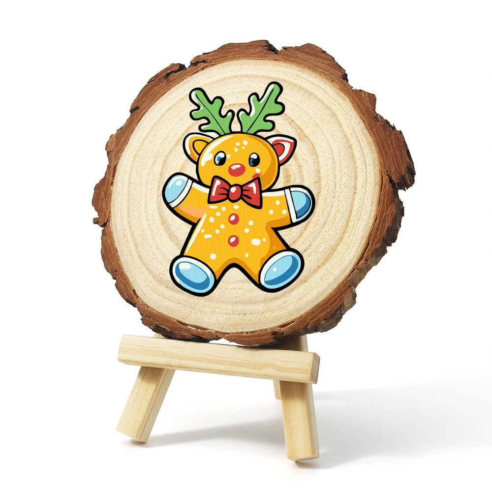
Paint by Numbers - Wood Slice | Gingerbread Reindeer