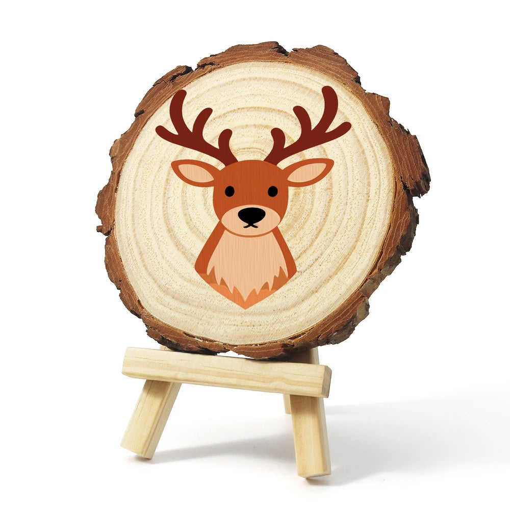 Paint by Numbers - Wood Slice | Reindeer Face