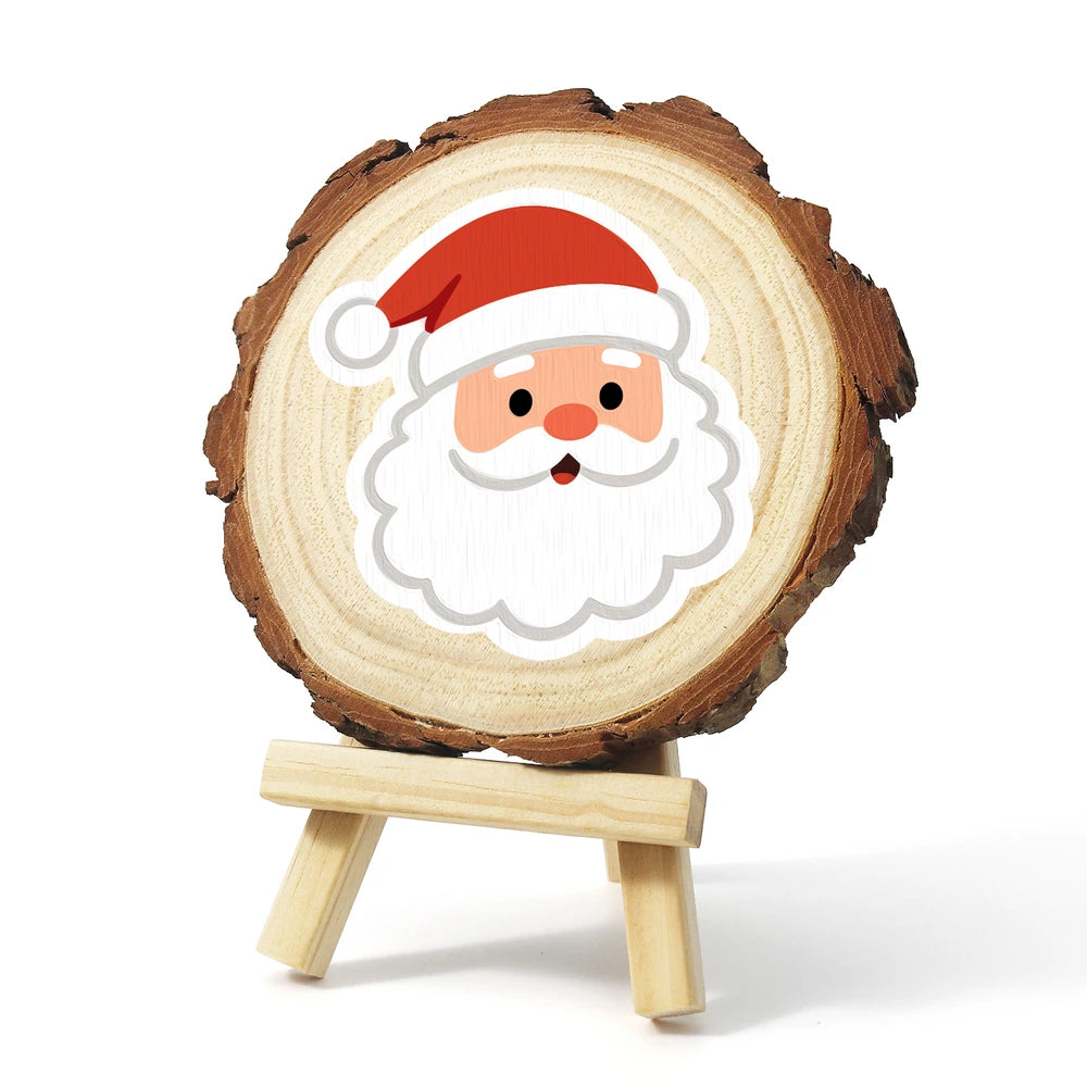 
Paint by Numbers - Wood Slice | Santa Face in a Red Hat