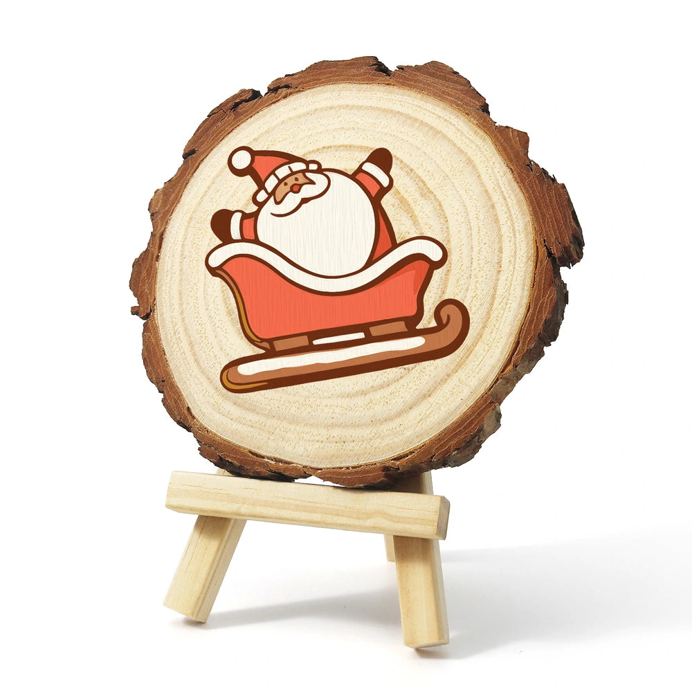
Paint by Numbers - Wood Slice | Santa Sleigh Cookie