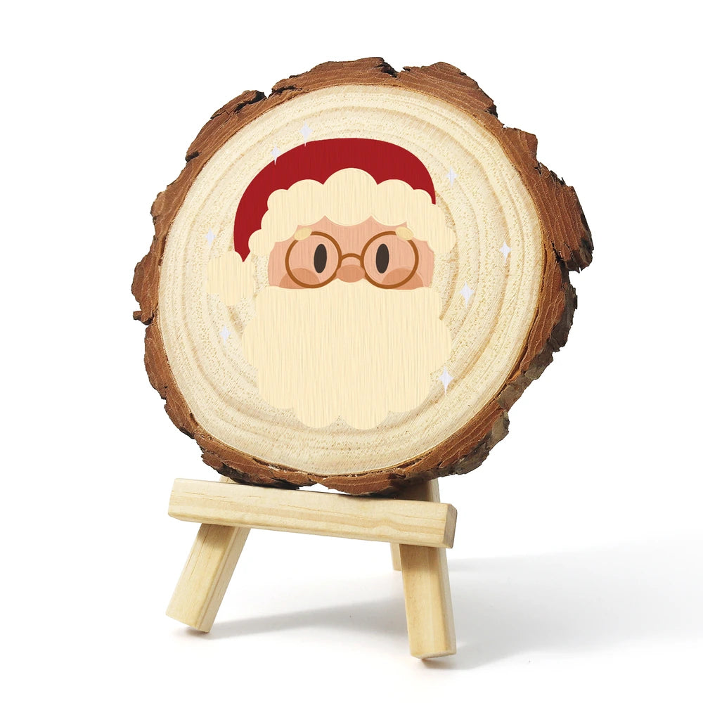 Paint by Numbers - Wood Slice | Santa with Round Glasses