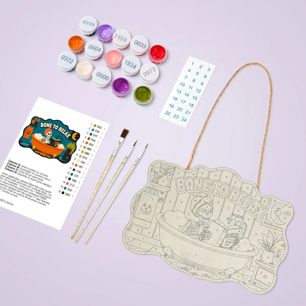 Paint by Numbers - Wooden Door Hanger | Bone to Relax