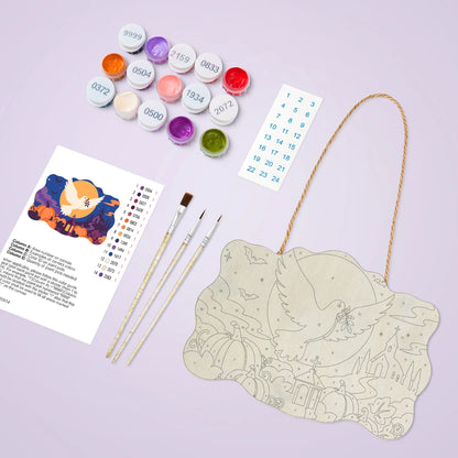 Paint by Numbers - Wooden Door Hanger | Dove Over the Pumpkin Patch
