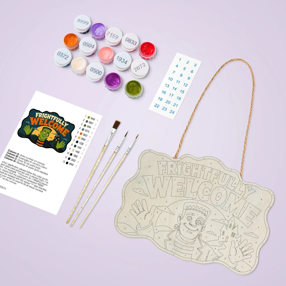 Paint by Numbers - Wooden Door Hanger | Frightfully Welcome