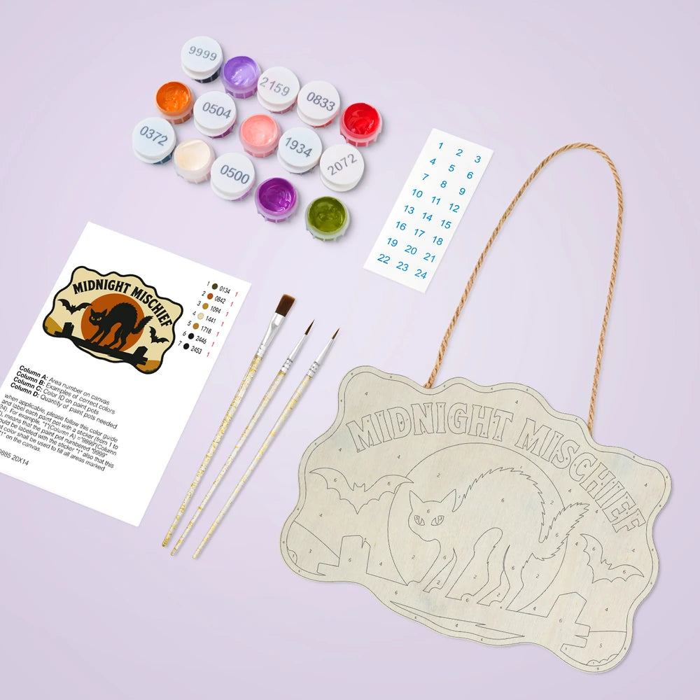 Paint by Numbers - Wooden Door Hanger | Midnight Mischief