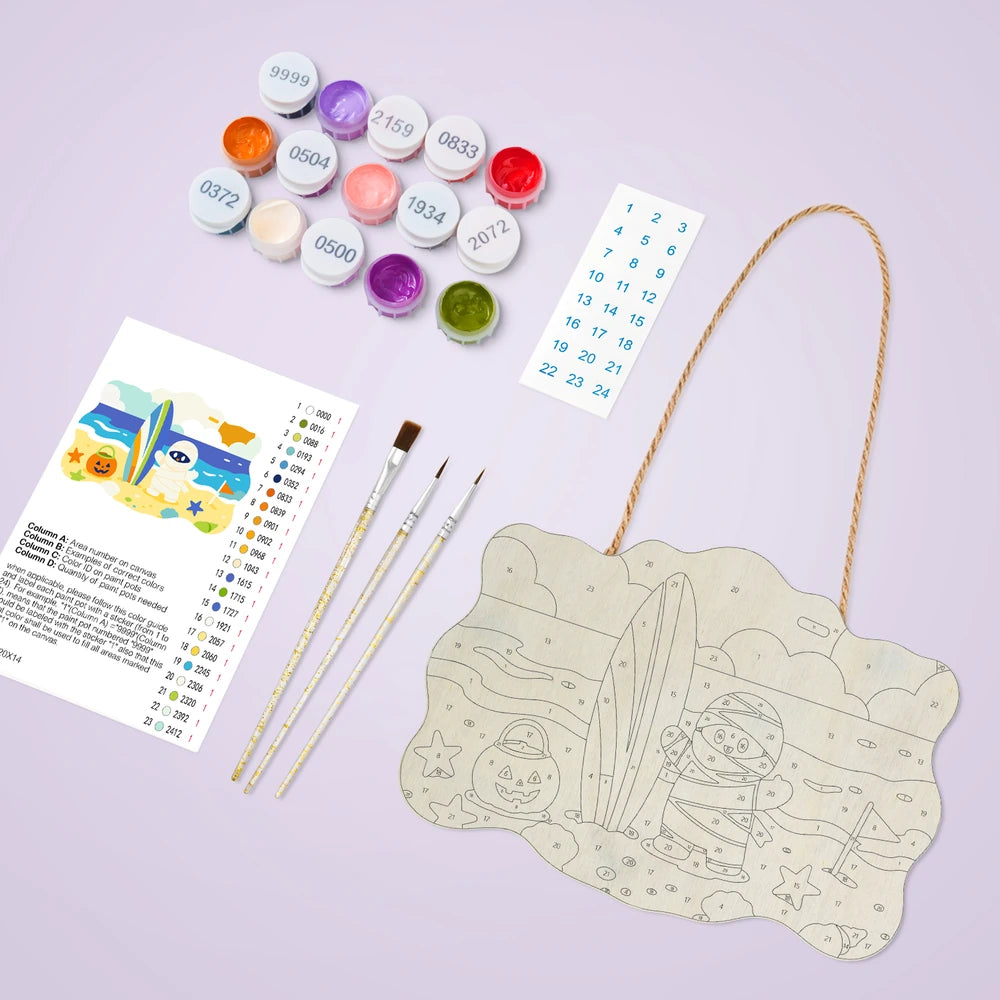 Paint by Numbers - Wooden Door Hanger | Mummy at the Beach