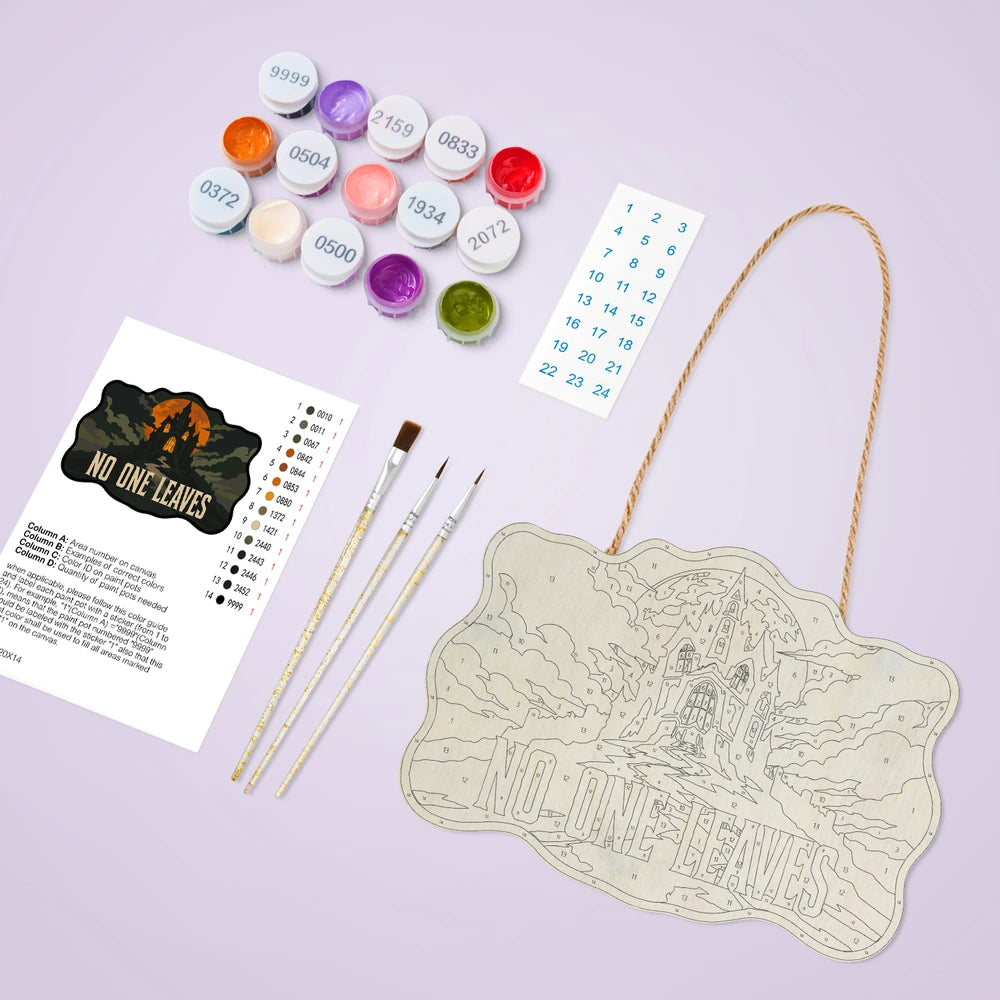 Paint by Numbers - Wooden Door Hanger | No One Leaves