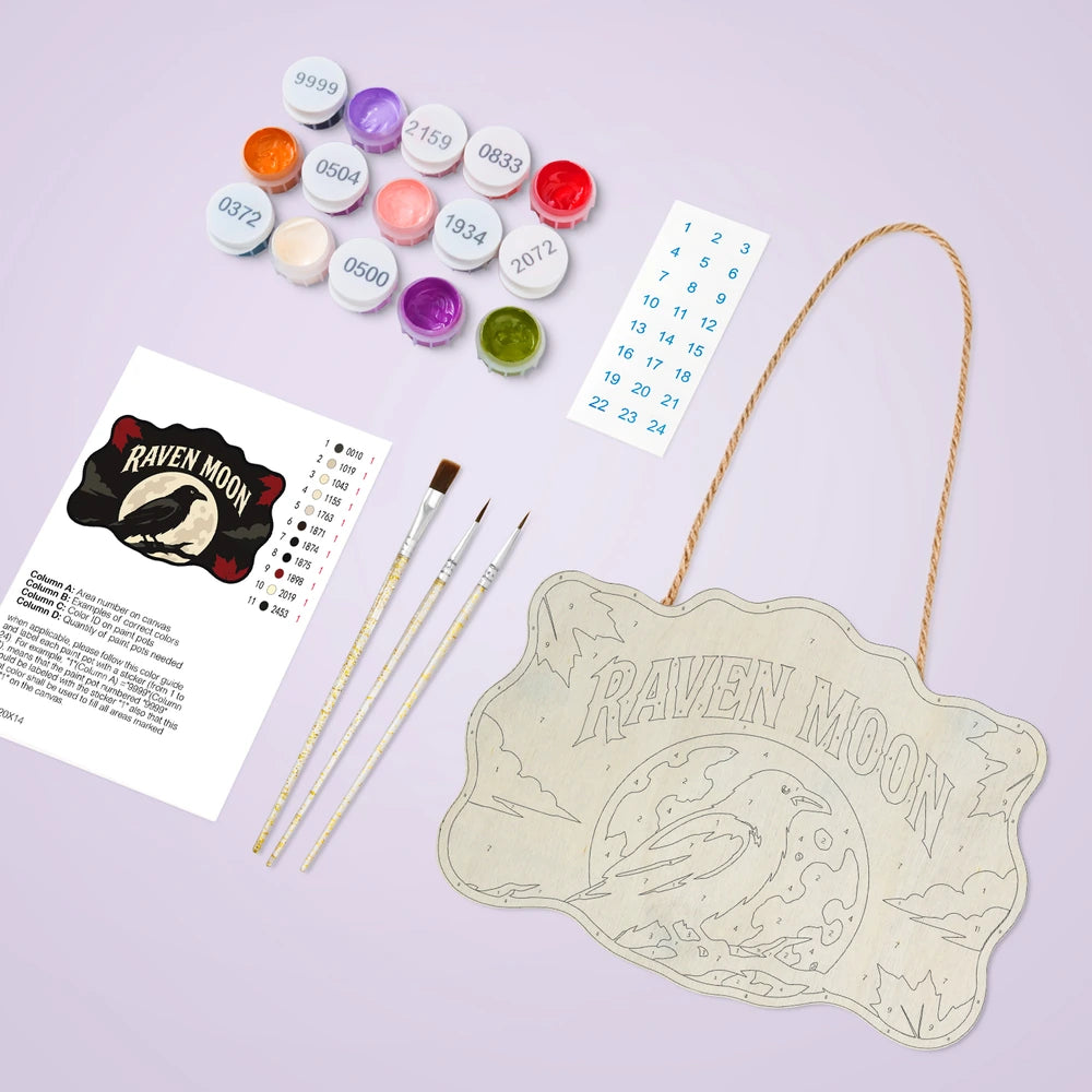 Paint by Numbers - Wooden Door Hanger | Raven Moon