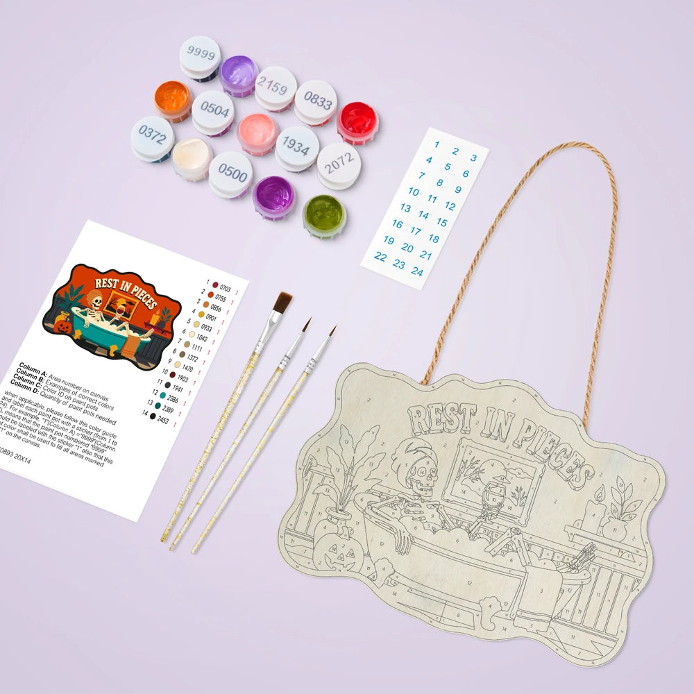 
Paint by Numbers - Wooden Door Hanger | Rest in Pieces