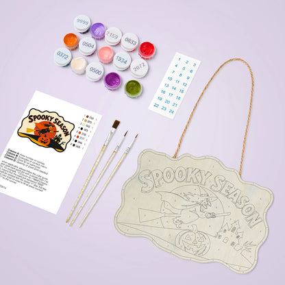 Paint by Numbers - Wooden Door Hanger | Spooky Season Witch