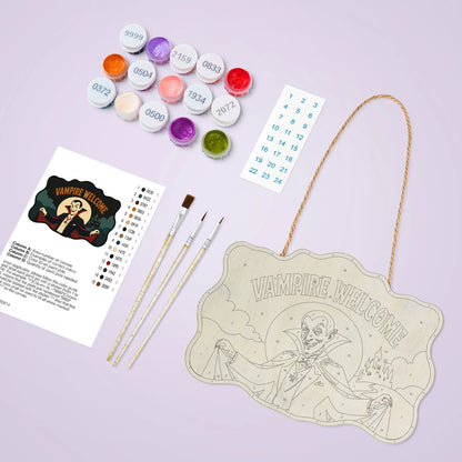 Paint by Numbers - Wooden Door Hanger | Vampire Welcome