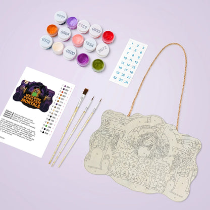 Paint by Numbers - Wooden Door Hanger | Welcome Foolish Mortals Scarecrow