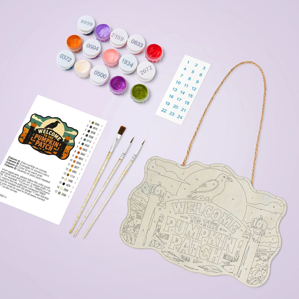Paint by Numbers - Wooden Door Hanger | Welcome to the Pumpkin Patch Gate