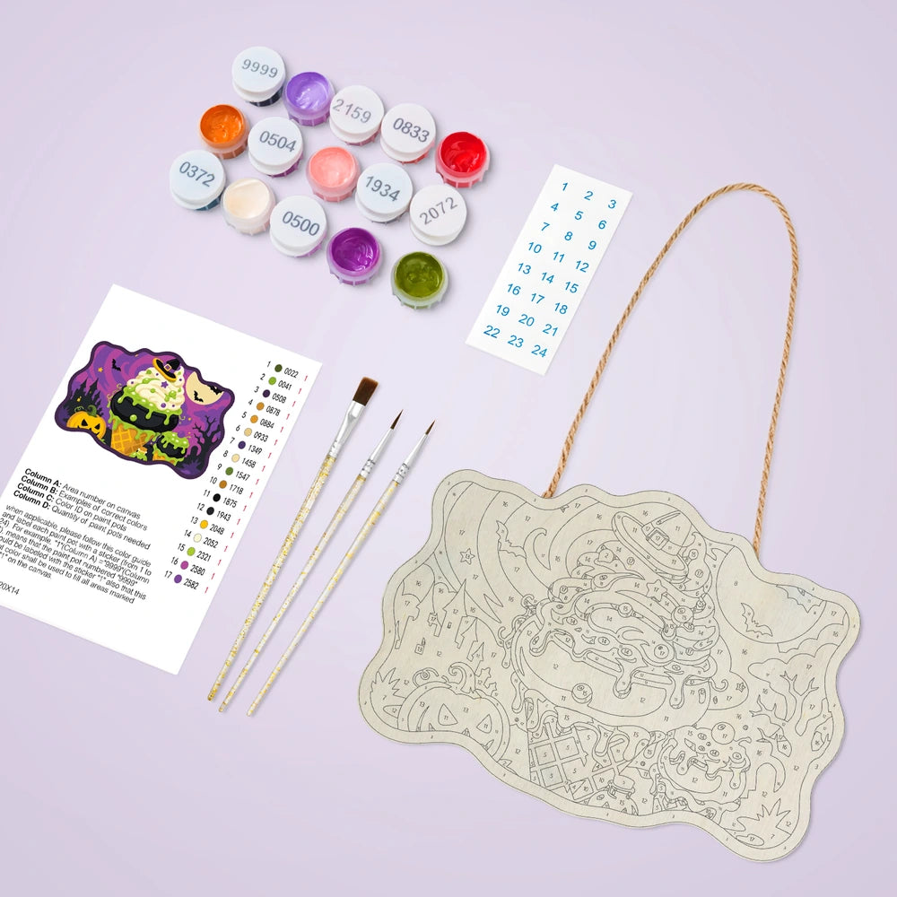 Paint by Numbers - Wooden Door Hanger | Witch's Cauldron Ice Cream