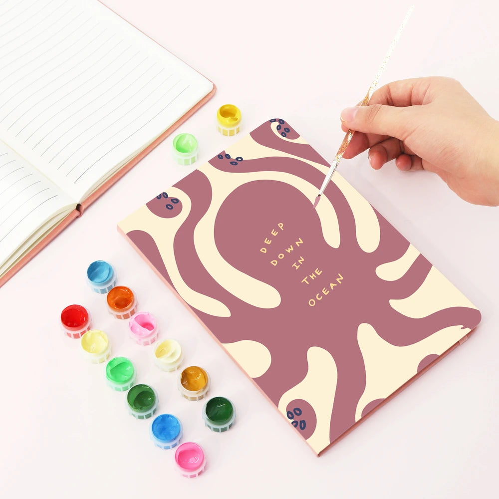 Paint by Numbers Hardcover Journal Notebook - Deep Down in the Ocean Octopus