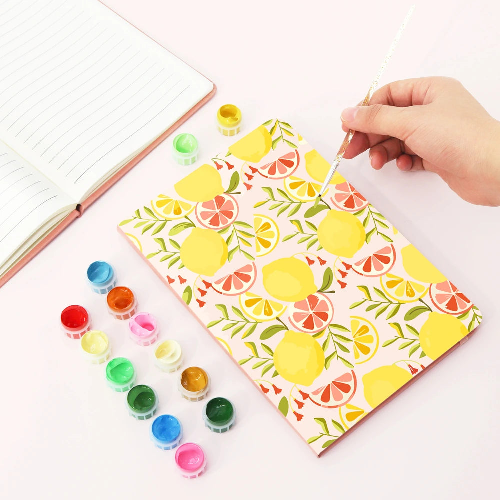 
Paint by Numbers Hardcover Journal Notebook - Lemon Grove Pattern