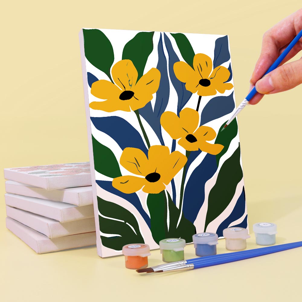 
Paint by Numbers – 6 Mini Paintings | Vibrant Floral Garden Set