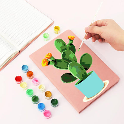 Paint by Numbers Hardcover Journal Notebook - Flowering Cactus
