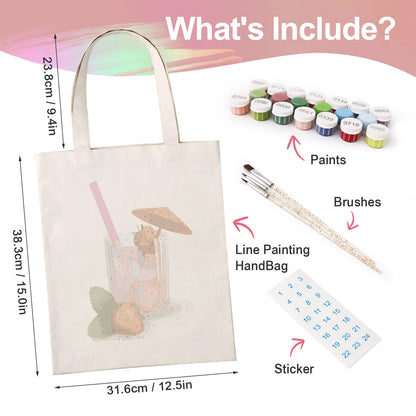 Paint by Numbers – DIY Totebag | Strawberry Drink